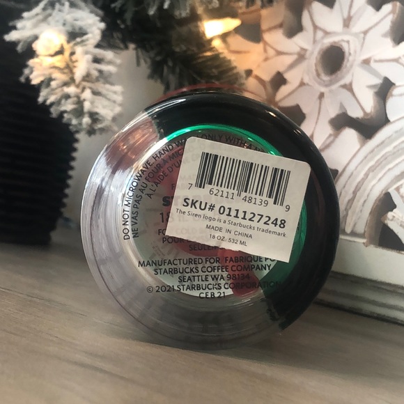 Starbucks Christmas Holiday Glass Dual Colored Red Green Clear Cold Cup Tumbler - Picture 3 of 8